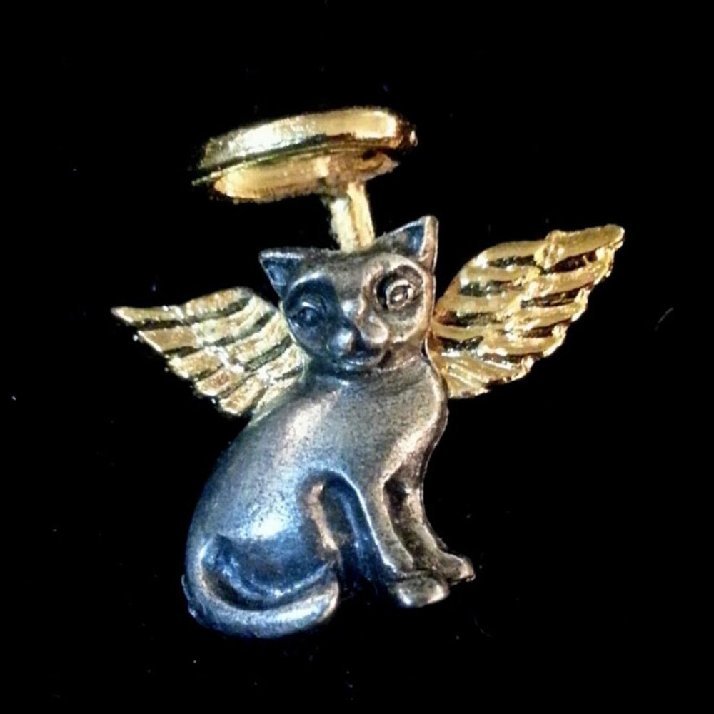 Angel Kitty Cat in 2 tone metal bag cap tie pin